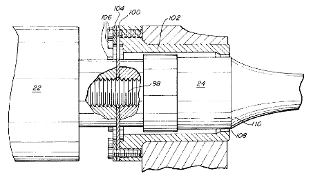 Rigid mount (ultrasonic) using flexure diaphragm and restraining collar — cross-section (Patrinkios patent 5,772,100)