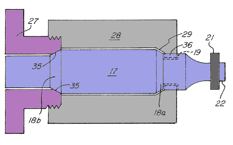 Rigid mount (ultrasonic) using nodally mounted shell (Patrinkios patent 8,113,258)