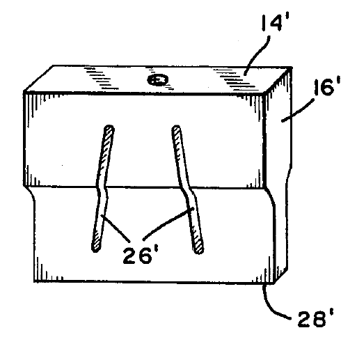 Ultrasonic bar horn with splayed slots (Holze patent 4315181)